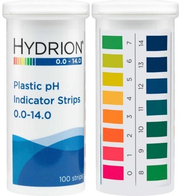 9800 Hydrion Dip Stick pH Paper 100 Indicator Strip Plastic & 14 Different Color