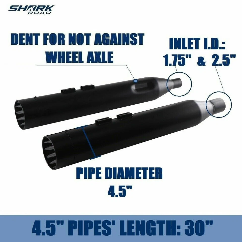 Silenciadores deslizables Sharkroad Nice Sound 4,5" para escape Harley Touring 2017-UP Foto 3 de 4