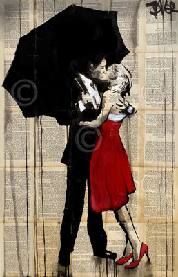 ROMANTIC ART PRINT In that Moment Loui Jover Romance Kiss Red Dress Poster 27x42
