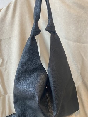 Anthropologie Black Pebbled faux Leather Knotted Strap 