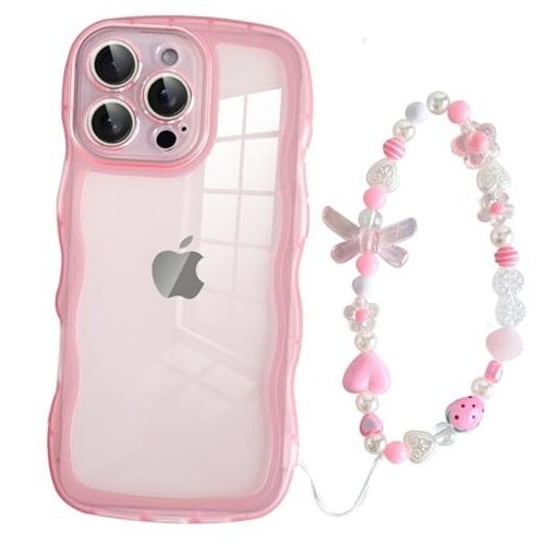 Jmltech for Case Girly Women Cute Kawaii iPhone 16 Pro Max Wave Frame Pink - 第 1/7 張圖片