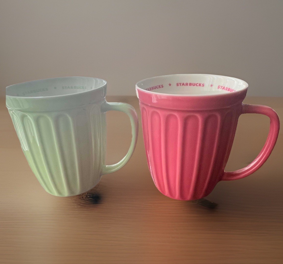 Starbucks Ice Cream Ribbed Fluted Mug, 16 oz, Rose Pink and 