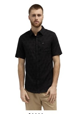 Men's Matix Geometric Short Sleeve Button-Down Dobby Woven Shirt L Adult Large