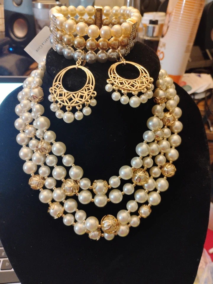 Набор из 3 ювелирных изделий Annie Klein. Ожерелье, серьги и браслет из 4 нитей - Изображение 2 из 4