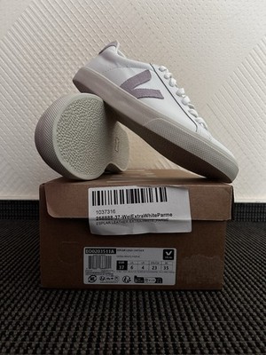 VEJA DAMEN SNEAKER EU37 ESPLAR LOGO LEATHER EXTRA WHITE/PARME NEU!