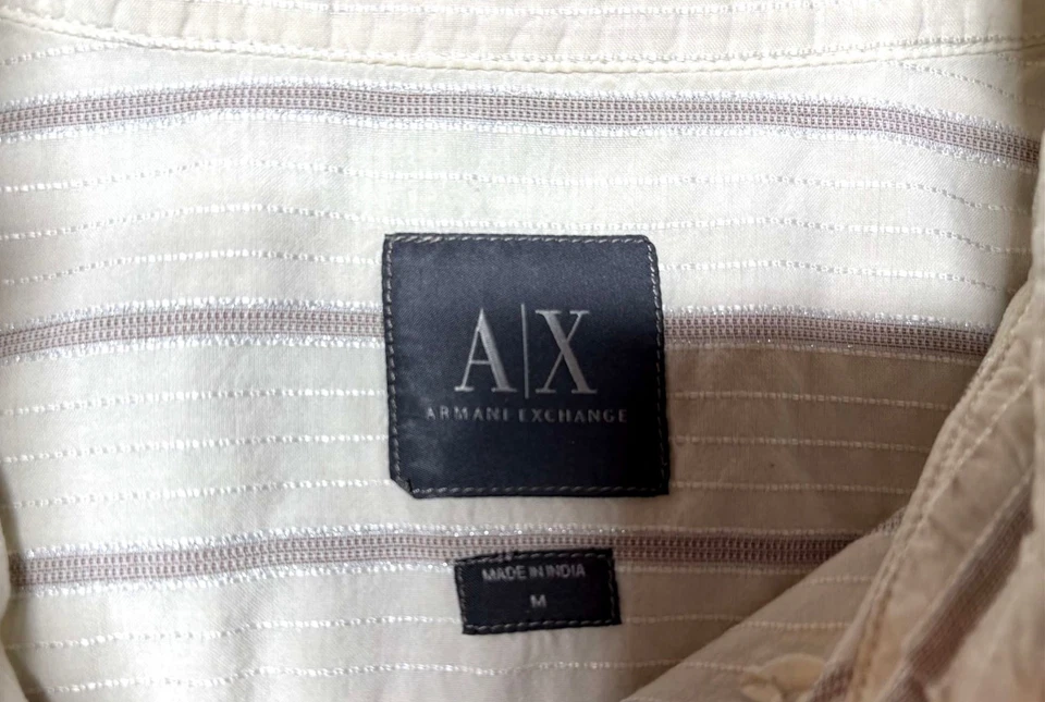 Armani Exchange Mens Button Front Long Sleeve Stripe Shirt Medium M - Image 3 of 3