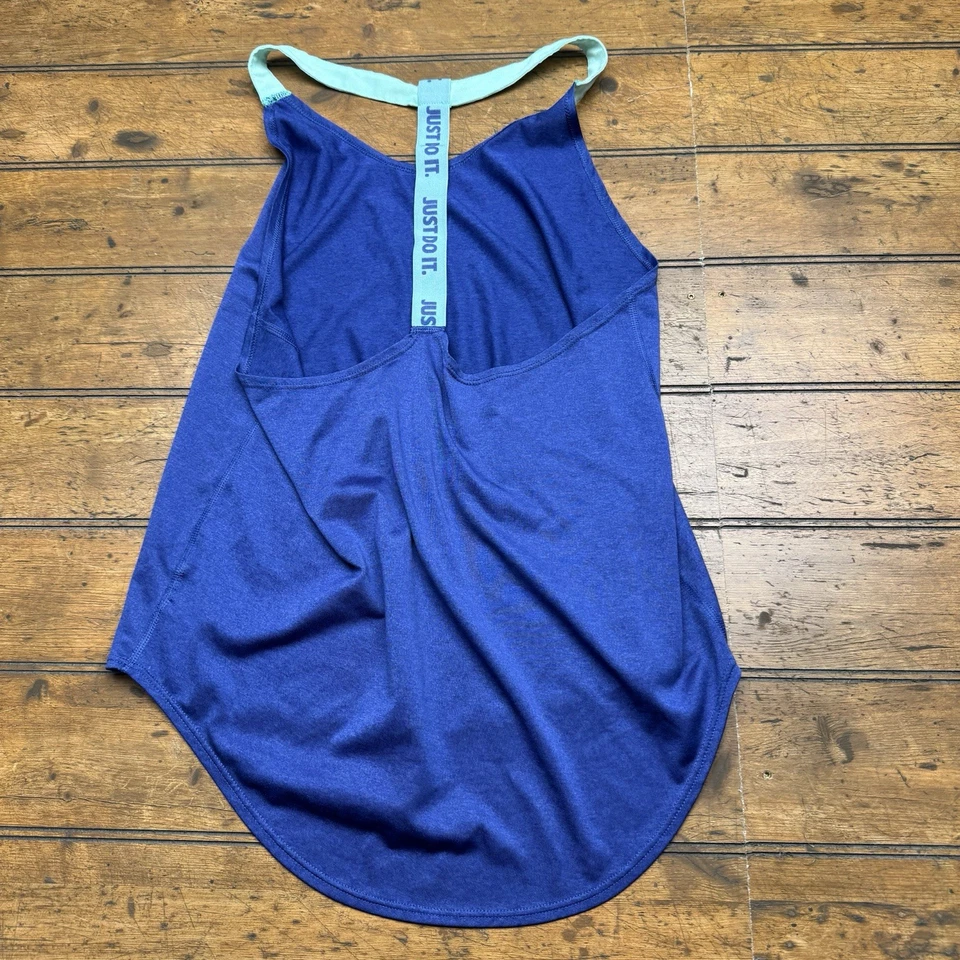 Camiseta sin mangas Nike Racerback para mujer pequeña "Just Do It" correas púrpura y verde EXCELENTE Foto 2 de 4