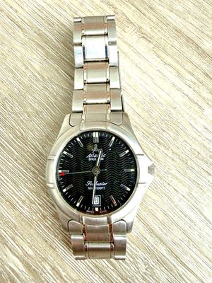 #ad Atlantic Seahunter 37mm Swiss Quartz Watch Black Dial Date Stainless Steel C $150.00