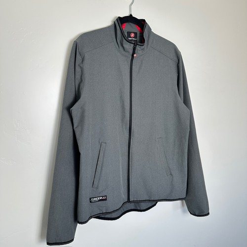 Castelli Cycling Gray Reflective Trim Full Zip Race Day Jaket Mens Sz L - Picture 3 of 8