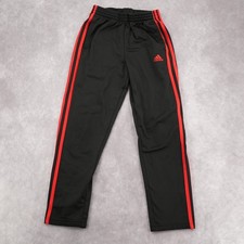 Adidas Essentials 3-Stripes Tricot Joggers Black Red Youth Size 7