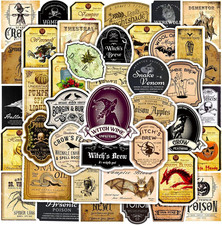 50Pcs Vintage Halloween Stickers for Laptop Potion Bottle Labels Stickers Pack,