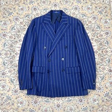 Polo Ralph Lauren Double Breasted Peak Lapel Blazer Blue Stripe 40R