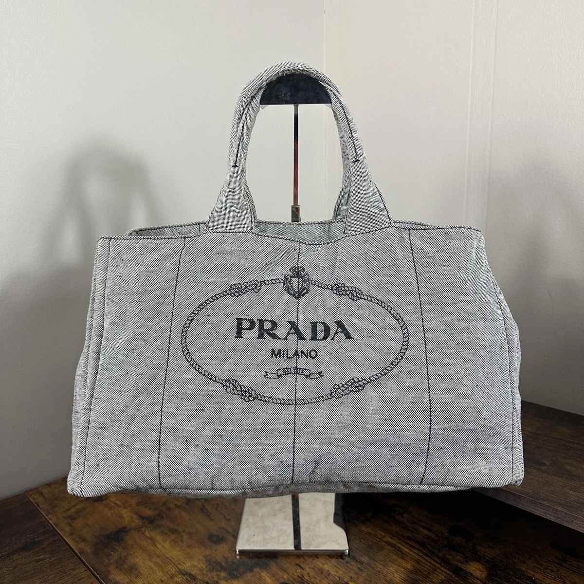 PRADA Canapa Tote Gray Bags & Handbags for Women for sale | eBay