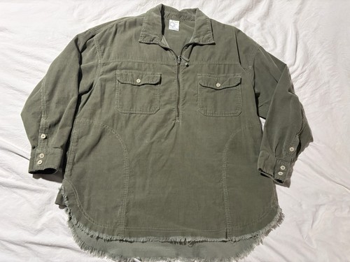 Aerie OFFLINE Women's Olive Zip Jacket Frayed Hem Pockets Mid-Length Size M