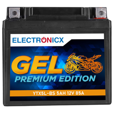Electronicx GEL Motorradbatterie YTX5L-BS 12V 5Ah Rollerbatterie CTX5L-BS GTX5L-