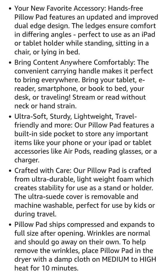 Ontel Pillow Pad Gray Deluxe Multi Angle Soft Tablet Stand NEW - Free Shipping - Image 3 of 3