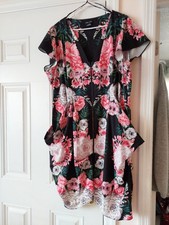 City Chic Women Black Colorful Floral Midi Dress Plus Size XXL/22W. Peach Flower