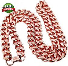 1 Pure Copper Cuban Link Necklace Heavy Solid Statement Jewelry Chain 24" Unisex