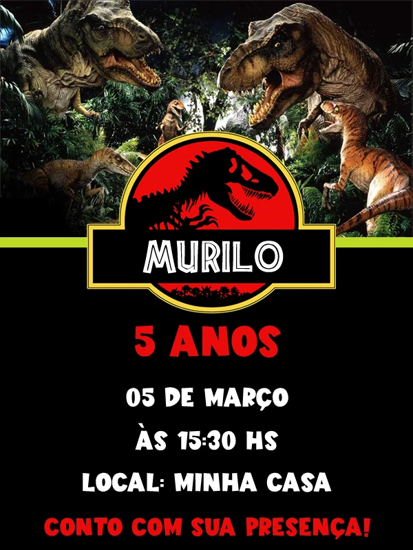 Digital Dinosaur Dino Birthday Party Invitation Personalized Texts 5 - Image 2 of 4