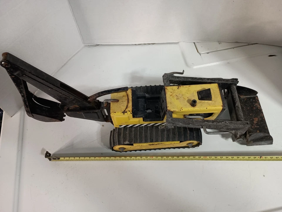 Retroexcavadora retroexcavadora de acero con cargador frontal tractor zanjadora Tonka de colección 810659 Foto 2 de 4