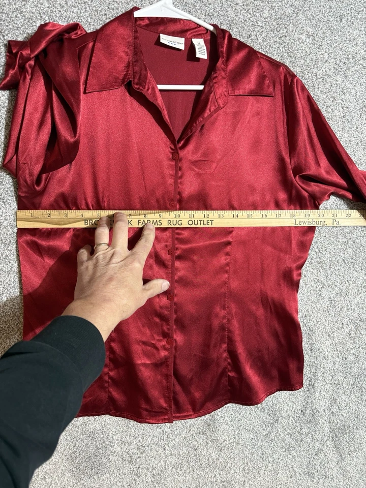 Top vintage Y2K para mujer talla 12 satinado oficina elegante ropa de noche romántica abotonada Foto 2 de 4