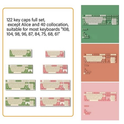 122Keys Keycaps,Expressive Bear Cartoon PBT Keycap Set OEM Height Double Shot