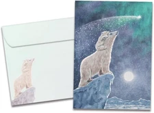 Tree-Free Greetings - Winter Solstice Greeting 12 Cards, Polar Magic 