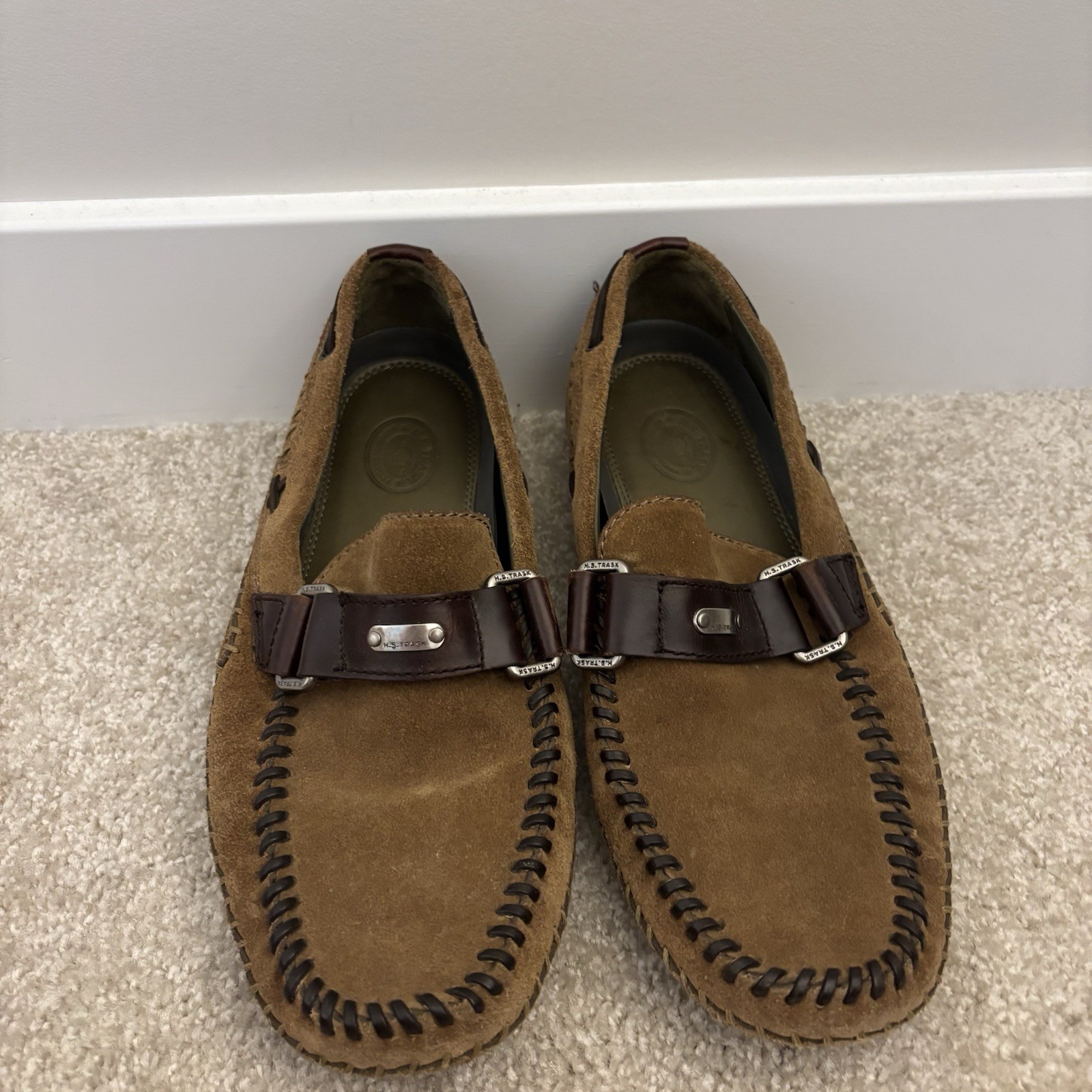 Men’s HS Trask Suede Loafers Moccasin Style Brown  Size 10.5