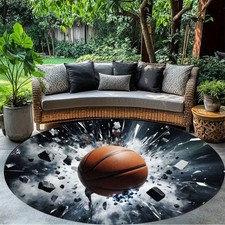 140cm 140cmRound Flannel Mat with Printed Pattern, Suitable for Living Room, Bed