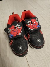 MARVEL Spiderman Light Up Little Boy Size 12 Black Red Shoes