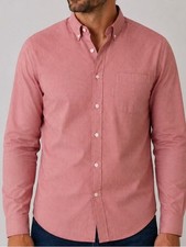 Chaps Men’s Large Red Micro Check Wrinkle Free Regular Fit Button Down Shirt