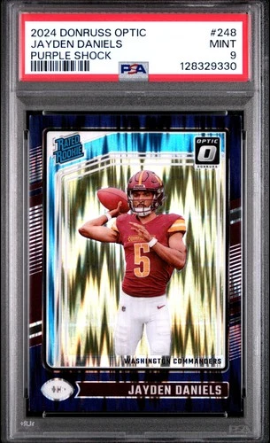 2024 Panini Donruss Optic #248 Jayden Daniels Purple Shock PSA 9