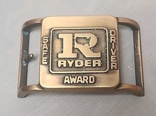 Ryder Vintage Belt Buckle Trucking Collectible Brass Retro Smaller