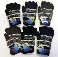 Lot 3 Pairs Men's Women Sport Warm Winter Knit Knitted Gloves Stretch One Size