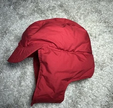 VTG Company Store Red Down Puffer Ear Flaps Trapper Hat - Size Large