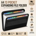 13 Pocket Expanding File Folder A4 Document Organiser Zip Wallet Labels UK