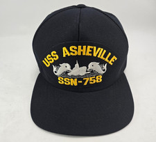 USS ASHEVILLE SSN-758 Ball Cap Submarine Dolphins Navy Made in USA Medium-Large