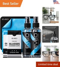 Crystal-Clear Eyeglass Cleaner Spray  Microfiber Cloth - 4 oz Streak-Free Kit
