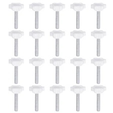 20pcs Star Knob M6 x 30mm Thread 25mm 6-Point Head Stud Hand Clamping Knob White