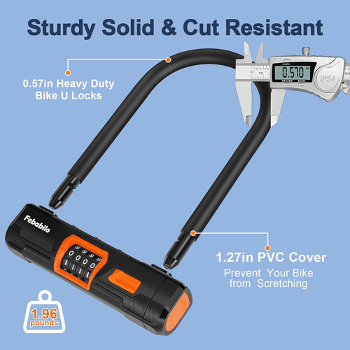 Bike Locks Heavy Duty anti Theft, Combo Bike U Lock, 4-Digit Resettable Combinat - Picture 4 of 12