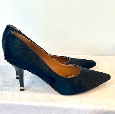Givenchy Ponyhair Heels, Metal Accent Heel, black, EUC, 36 1/2