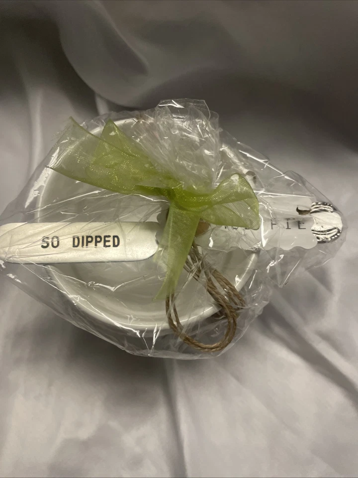 Torta de lama cerâmica branca tigela de mergulho duplo tão mergulhada - com espalhador 4” - Imagem 2 de 4