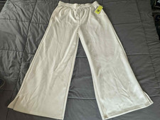 All In Motion Women s Wide Leg Pants L White Cream Lounge Athletic NWT NEW Fast