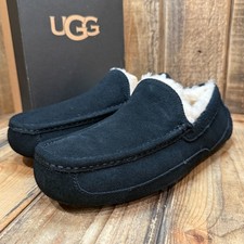 UGG MEN'S ASCOT SLIPPER SUEDE WOOL COMFORT LOAFER SHOE SIZE US 9  BLACK