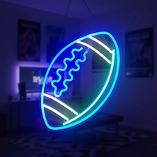 Stylish Blue Neon Football Sign with Convenient USB Power for Home Decor