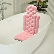 Pink Luxury Full Body Bath Pillow Bathtub Cushion Head Neck Back Support Mesh
