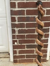 Hand-Carved Wooden Walking Stick with Snake Design, Brown, Rounded Top, Hiking