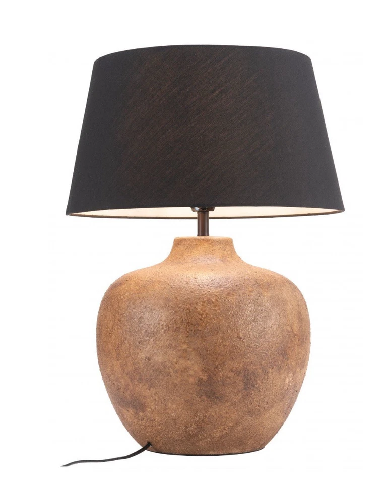 Lámpara de mesa Zuo 56150 albahaca en cerámica natural y pantalla de tela negra Foto 2 de 3