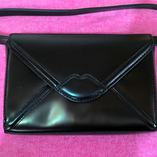 Lulu Guinness Leather Small Shoulder/Crossbody Bag Magnetic Flap Gold Buckle