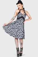 Killstar Backseat Bingo Skater Dress Xs||S||M||L||Xl||Xxl Black Midi Women New
